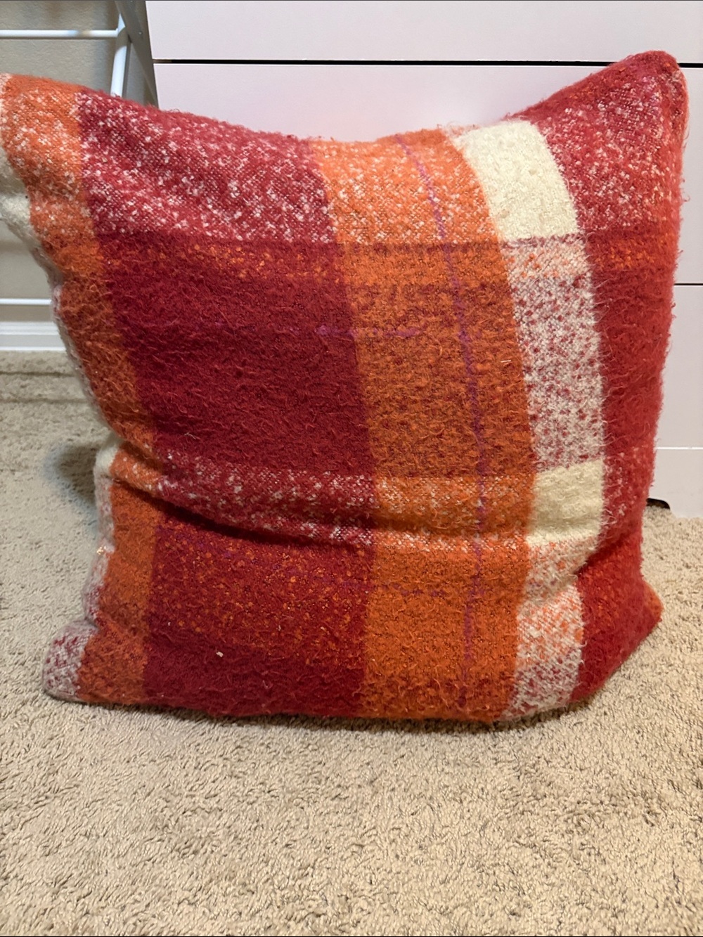 Cozy Plaid Throw Pillow - Red & Orange